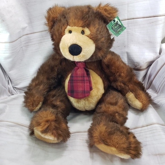 Kellytoy Europe Tip Dyed Teddy Bear Plaid Tie Plush Stuffed Animal 13 Inch 1997 - Picture 1 of 10
